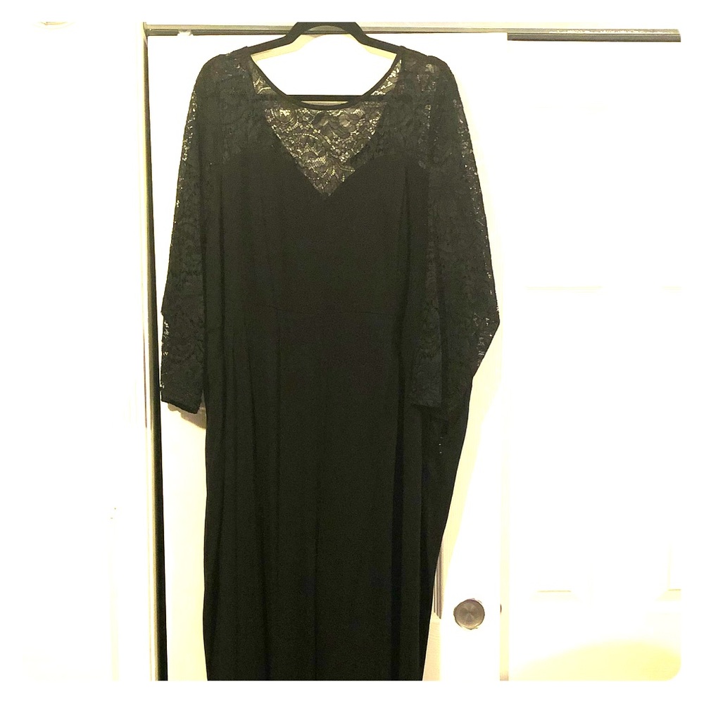 TORRID BLACK LACE CHALLIS WIDE LEG JUMPSUIT